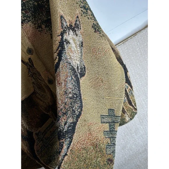 Sugar Street Weavers Vintage Cardigan Sweater XL Horse Tapestry EUC - Picture 5 of 16